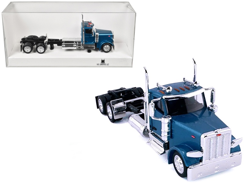 Peterbilt 589 2-Axel Day Cab Blue Metallic 1/87 (Ho) Plastic Model Car By Ho Logistics
