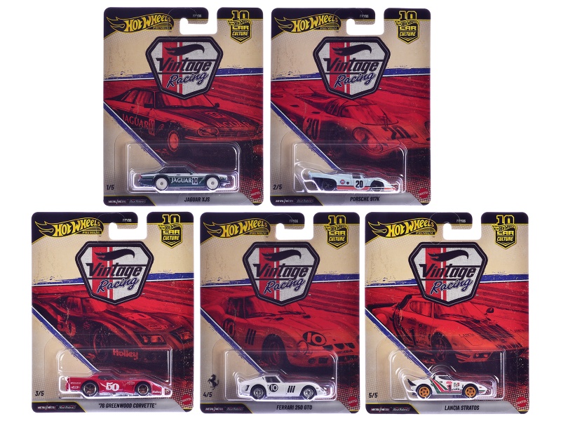 "Vintage Racing" 5 Piece Set "Car Culture" 2026 Series T Diecast Model Cars By Hot Wheels
