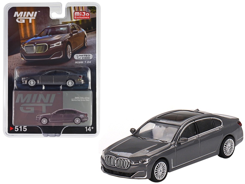 BMW 750Li xDrive Bernina Gray Amber Effect with Sunroof Limited Edition 1/64 Diecast Model Car by Mini GT