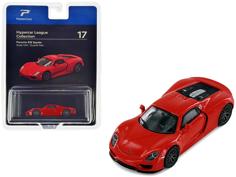 Porsche 918 Spyder Guards Red 'Hypercar League Collection' 1/64 Scale Diecast Model Car by PosterCars