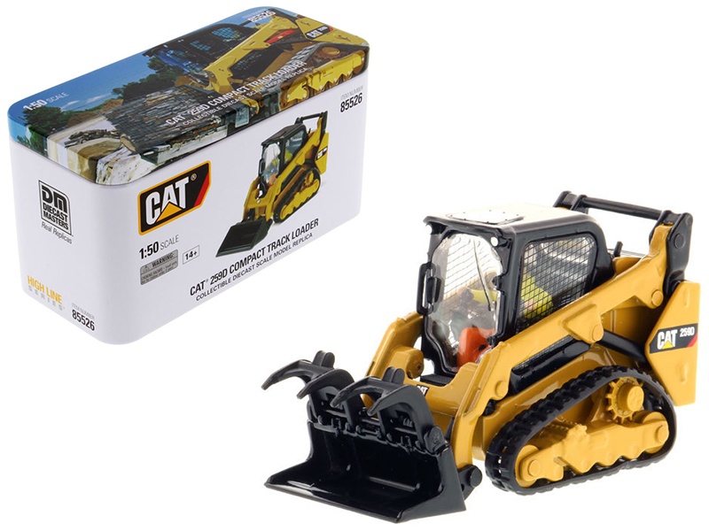 Cat Caterpillar 259D Compact Track Loader With Operator And 4 Interchangeable Work Tools "High Line Series" 1/50 Diecast Model By Diecast Masters