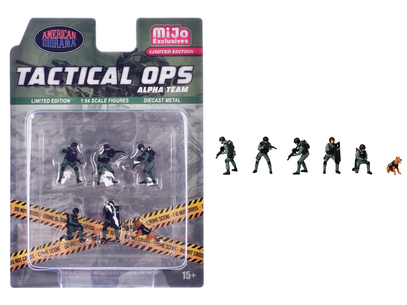 "Tactical Ops Alpha Team" 6 Piece Diecast Figure Set (6 Figures) Limited Edition For 1/64 Scale Models By American Diorama