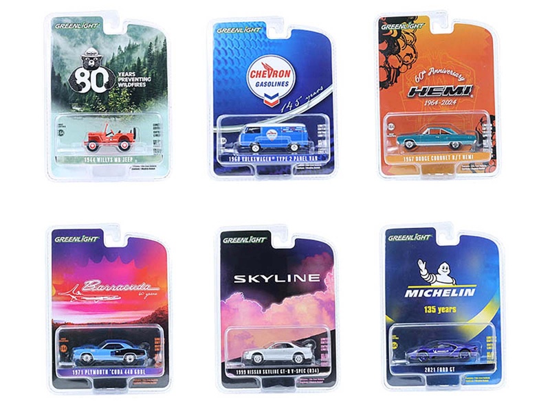 "Anniversary Collection" Set Of 6 Pieces Series 17 1/64 Diecast Model Cars By Greenlight