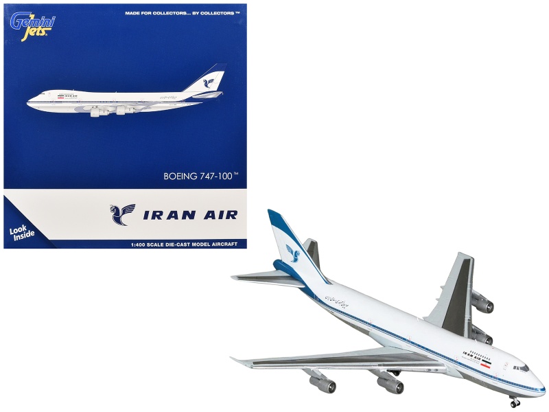 Boeing 747-100 Commercial Aircraft "Iran Air" (Ep-Iam) White With Blue Stripes 1/400 Diecast Model By Geminijets
