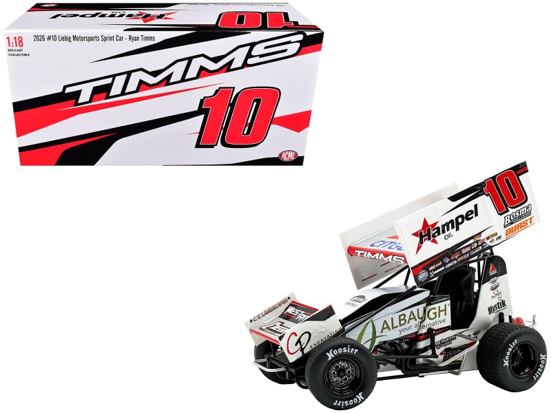 Winged Sprint Car #10 Ryan Timms "Liebig Motorsports - Hampel Oil" (2026) 1/18 Diecast Model Car By Acme