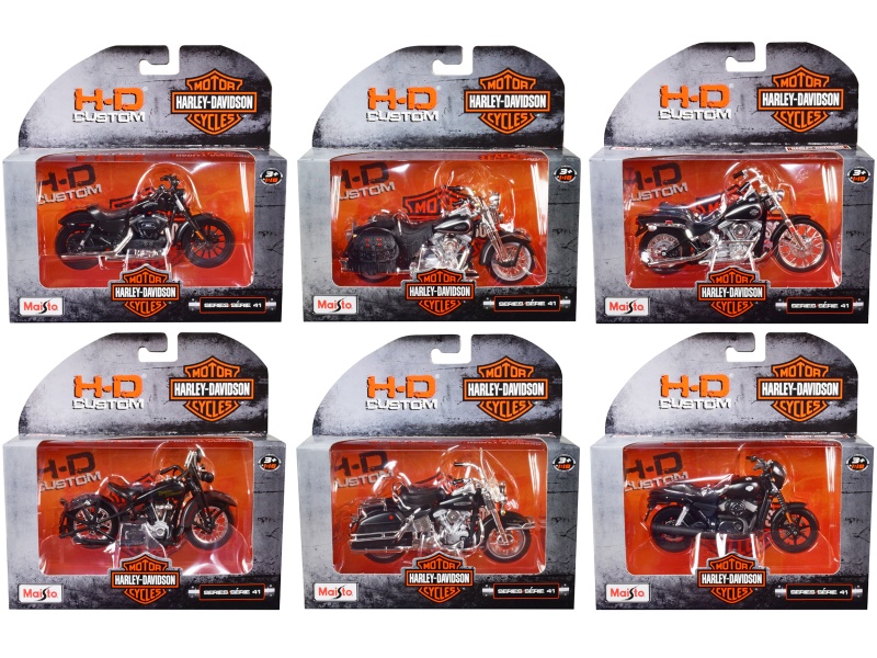 Harley-Davidson Motorcycles 6 Piece Set Series 41 1/18 Diecast Models By Maisto