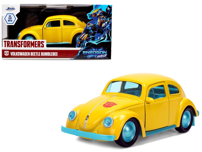 Volkswagen Beetle "Bumblebee" Yellow With Blue Interior "Transformers - Energon Surge" "Hollywood Rides" Series 1/32 Diecast Car Model By Jada