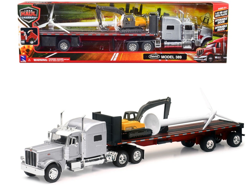 Peterbilt 389 Truck With Flatbed Trailer Diecast Model