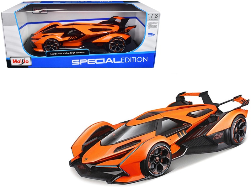 Lamborghini V12 Vision Gran Turismo Orange Metallic 'Special Edition' 1/18 Diecast Model Car By Maisto