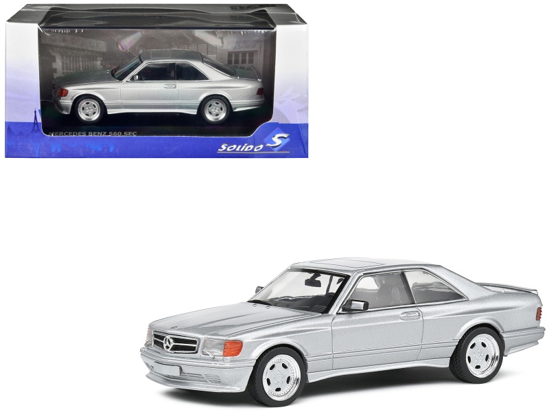 1990 Mercedes-Benz 560 Sec Amg Widebody Silver Metallic 1/43 Diecast Model Car by Solido