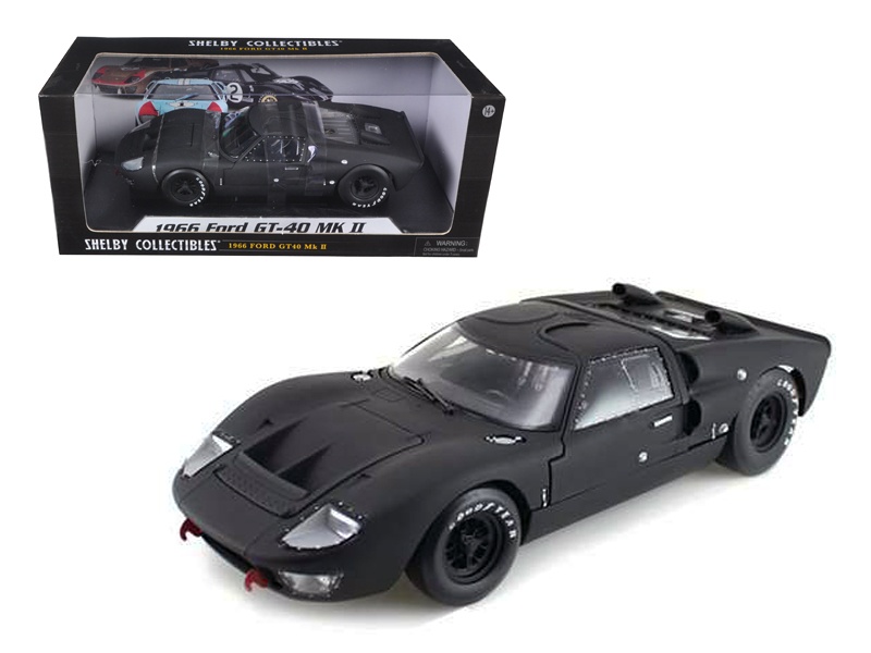 1966 Ford Gt-40 Gt40 Mk 2 Matt Black 1/18 Diecast Car Model By Shelby Collectibles