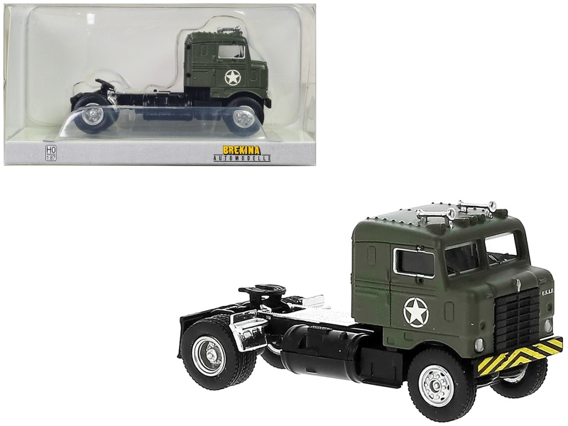 1950 Kenworth Bullnose Truck Tractor Olive Drab 'United States Air Force' 1/87 Scale Model Car by Brekina