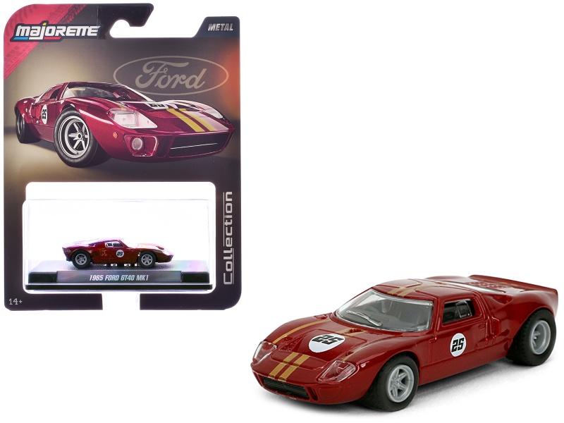 1965 Ford Gt40 Mk1 #25 Red Metallic With Gold Stripes "Collection" Series 1/64 Diecast Model Car By Majorette
