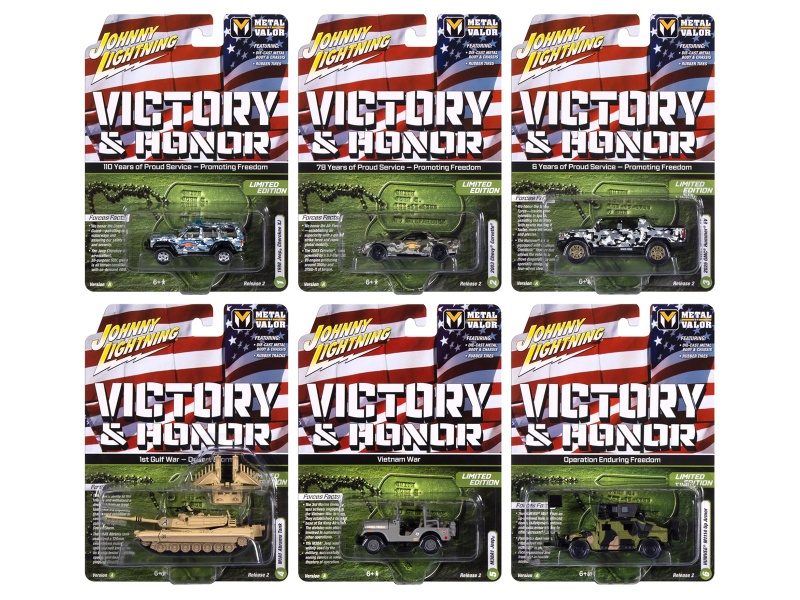 "Military" Set A Of 6 Pieces 2025 Release 2 Limited Edition 1/64 Diecast Model Cars By Johnny Lightning