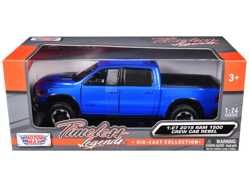 2019 Ram Rebel 1500 Crew Cab Pickup Truck Blue Metallic "American Classics" Series 1/24-1/27 Diecast Model Car By Motormax