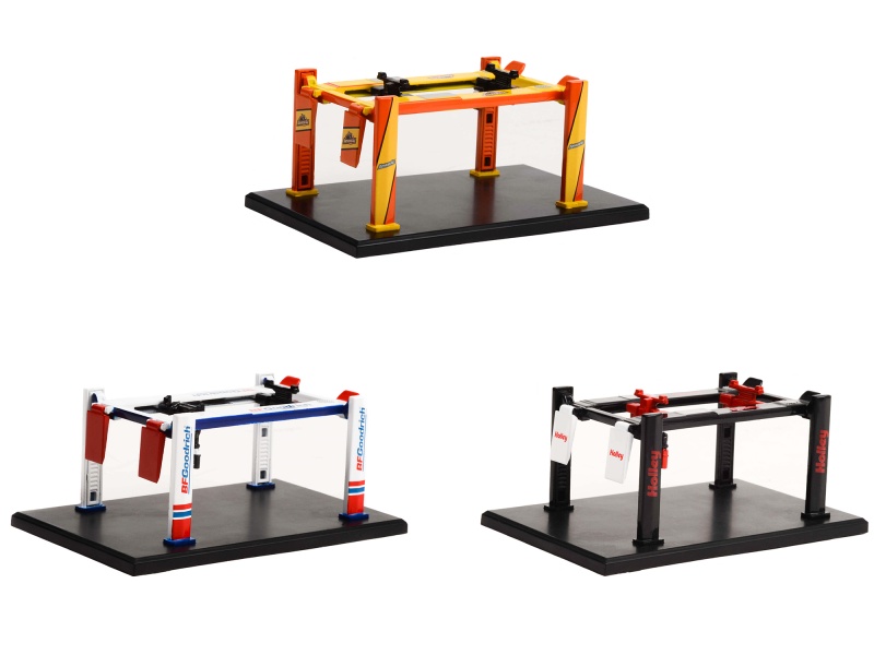 "Four-Post Lifts" Set Of 3 Pieces Series 4 1/64 Diecast Models By Greenlight