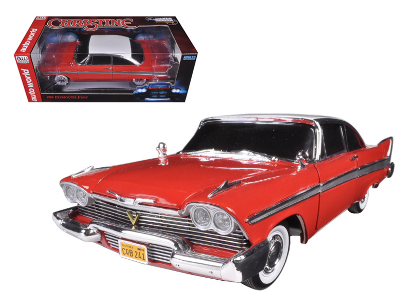 1958 Plymouth Fury Red With White Top (Night Time Version) "Christine" (1983) Movie 1/18 Diecast Model Car By Autoworld
