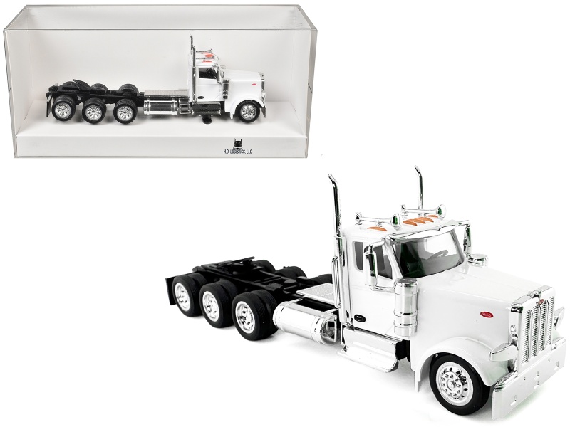 Peterbilt 589 3-Axel Day Cab White 1/87 (Ho) Plastic Model Car By Ho Logistics