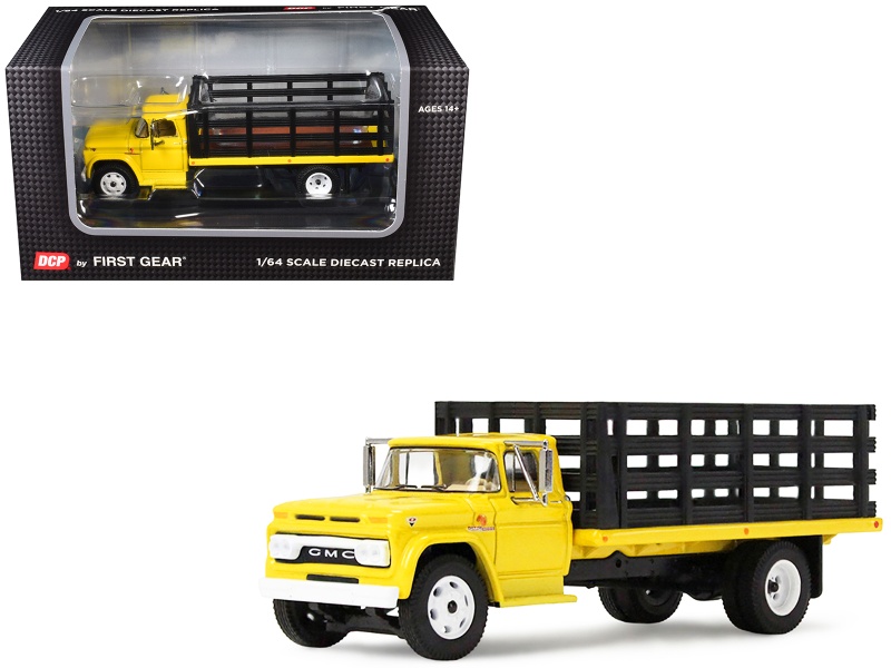 Gmc 4000 Stake Truck Bright Yellow 1/64 Diecast Model By Dcp/First Gear