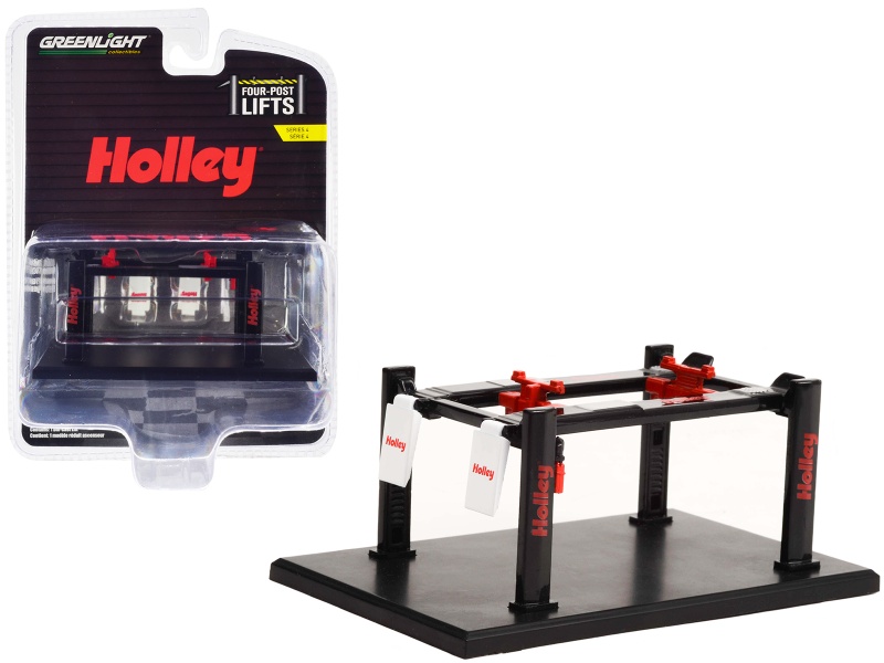Adjustable Four-Post Lift "Holley" Black "Four-Post Lifts" Series 4 1/64 Diecast Model By Greenlight