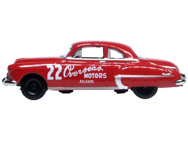 1949 Oldsmobile Rocket 88 Coupe #22 "Overseas Motors Atlanta" Red 1/87 (Ho) Scale Diecast Model Car By Oxford Diecast