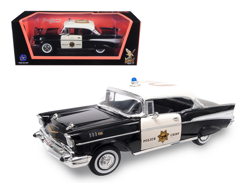 1957 Chevrolet Bel Air Police 1/18 Diecast Model Car By Road Signature