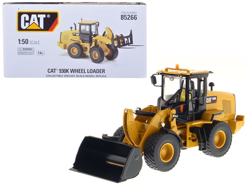 Cat Caterpillar 930K Wheel Loader With Interchangeable Work Tools: Bucket And Fork And Operator "High Line Series" 1/50 Diecast Model By Diecast Masters