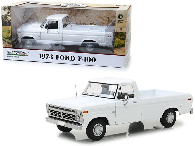 1973 Ford F-100 Pickup Truck White 1/18 Diecast Model Car By Greenlight