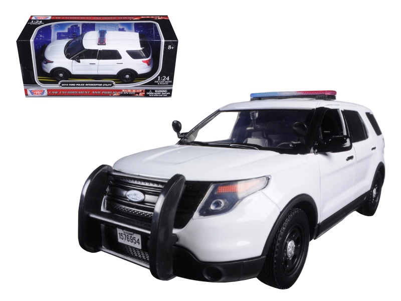 2015 Ford Police Interceptor Utility Unmarked White 1/24 Diecast Model Car By Motormax