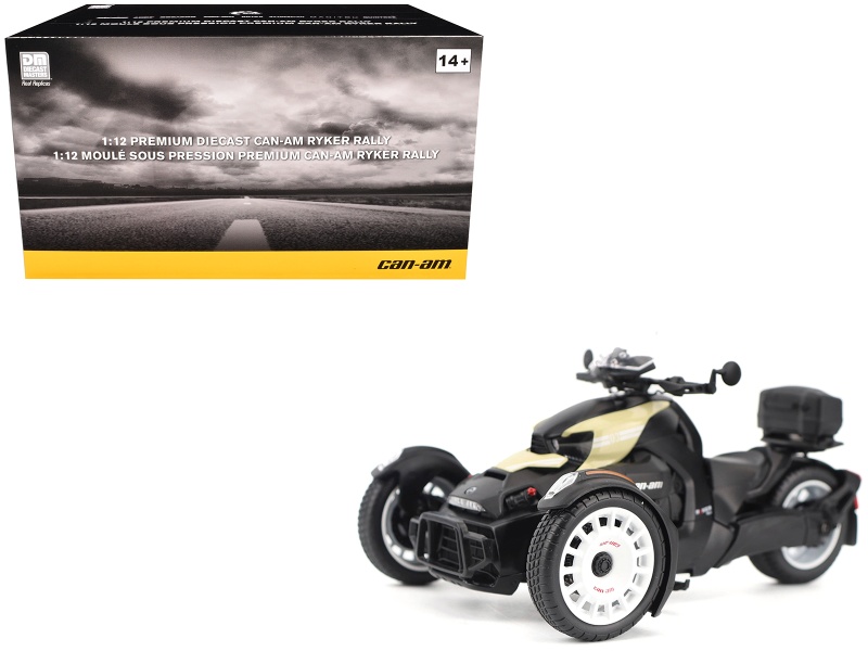 Can-Am Ryker Rally 3-Wheel Motorcycle Sand Storm And Black 1/12 Diecast Model By Brp Models