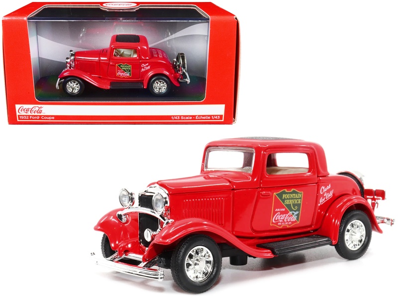 1932 Ford Coupe "Coca-Cola" Red With Black Top 1/43 Diecast Model Car By Motor City Classics