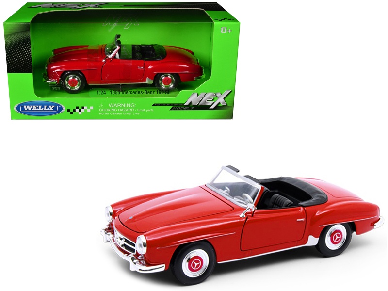 1955 Mercedes-Benz 190 Sl Red "Nex Models" Series 1/24 Diecast Model Car By Welly