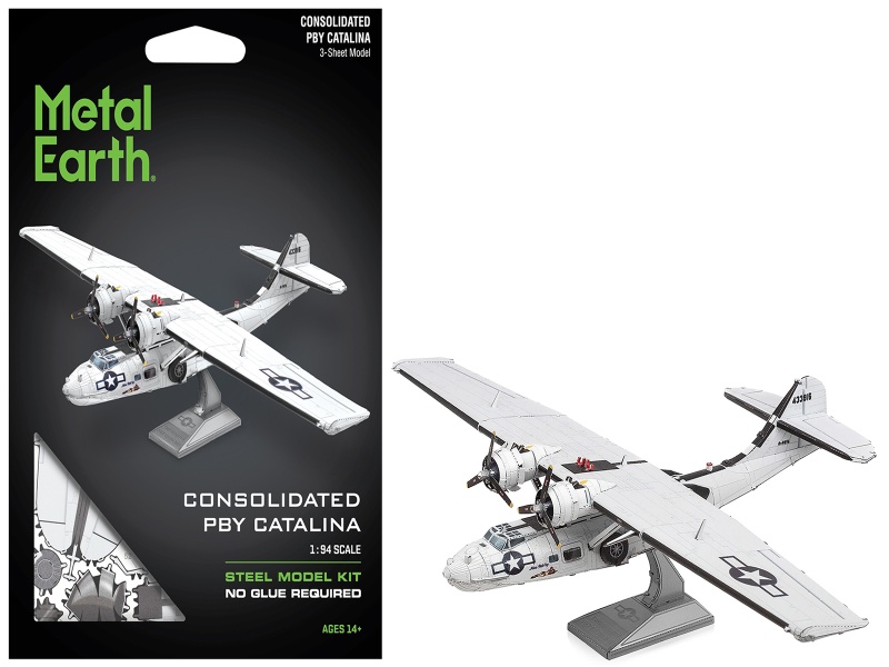 Model Kit Consolidated Pby Catalina Amphibious Aircraft "Miss Pick Up" United States Army Air Forces (Moderate Difficulty) Steel Model By Metal Earth