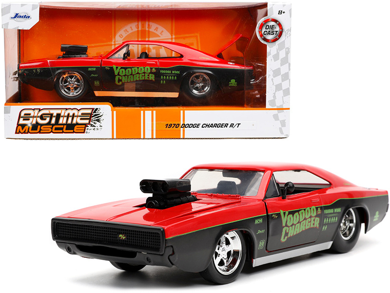 1970 Dodge Charger R/T "Voodoo Charger" Red And Black "Bigtime Muscle" Series 1/24 Diecast Model Car By Jada