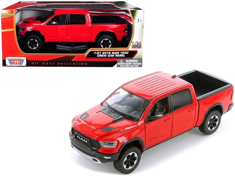 2019 Ram 1500 Rebel Crew Cab Pickup Truck Red 1/24 Diecast Model Car By Motormax