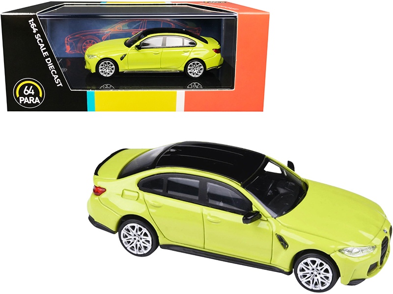 Bmw M3 (G80) Sao Paulo Yellow With Black Top 1/64 Diecast Model Car By Paragon