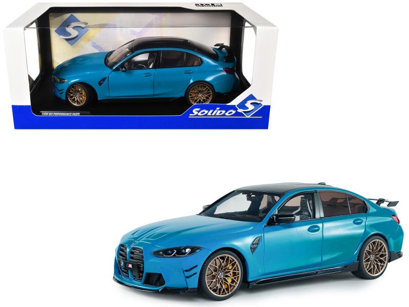 2024 Bmw M3 Competition Daytona Beach Blue With Carbon Top 1/18 Diecast Model Car By Solido
