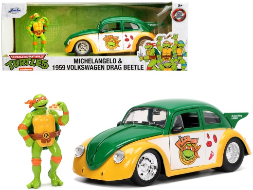 1959 Volkswagen Drag Beetle Diecast Model Car - Teenage Mutant Ninja Turtles 'Hollywood Rides' Series 1/24 by Jada