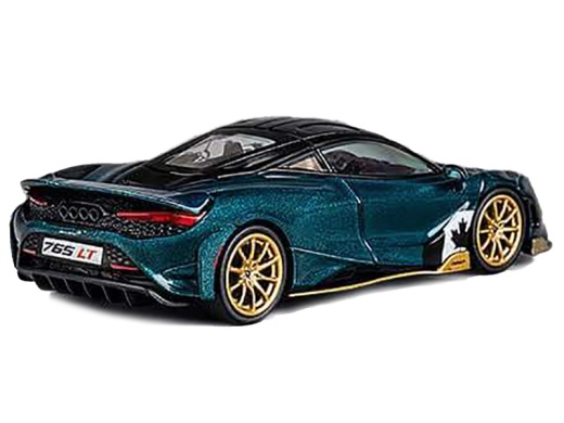 Mclaren 765Lt Racing Green Metallic With Black Top And Extra Wheels 1/64 Diecast Model Car By Cm Model