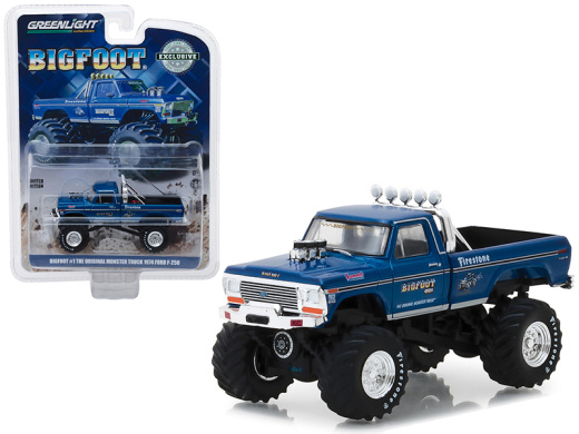 1974 Ford F-250 Monster Truck Bigfoot #1 Blue Diecast Model Car