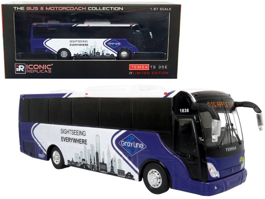 Iconic Replicas 1/87 Diecast TEMSA TS 35E Bus New York City Gray Line Model