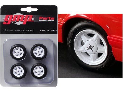 1992 Ford Mustang LX Pony Wheels and Tires Set - 1/18 Scale Model Car Accessories by GMP
