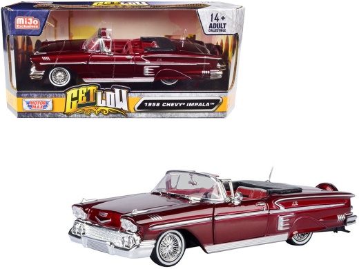 1958 Chevrolet Impala Convertible Lowrider Diecast Model Car - Motormax