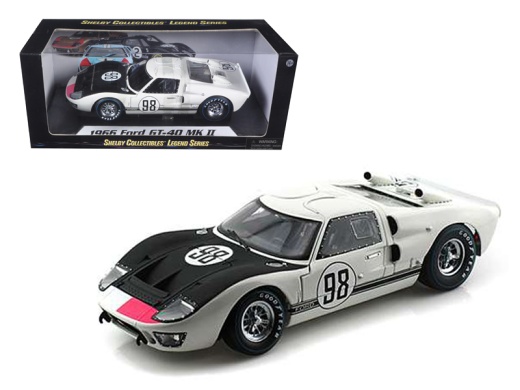 1966 Ford GT-40 Mk 2 #98 White 1/18 Diecast Car Model by Shelby Collectibles