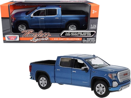 2019 GMC Sierra 1500 Denali Crew Cab Pickup Truck Diecast Model Car - Blue Metallic 1/24-1/27 Scale
