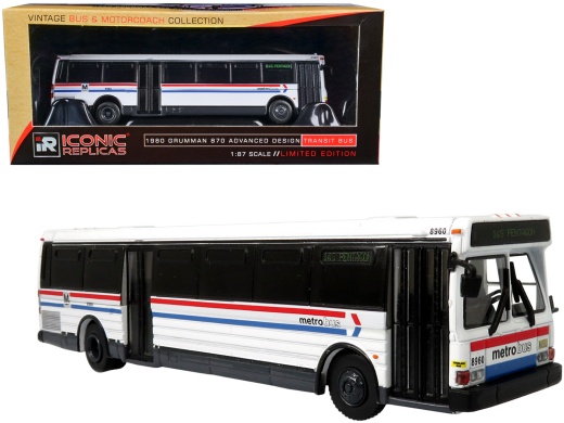 1980 Grumman 870 Advanced Design Transit Bus Diecast Model - WMATA Metro Bus 16S Pentagon