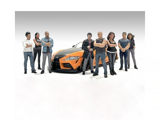 Car Meet 3 8 Piece Figure Set for 1/18 Scale Models by American Diorama