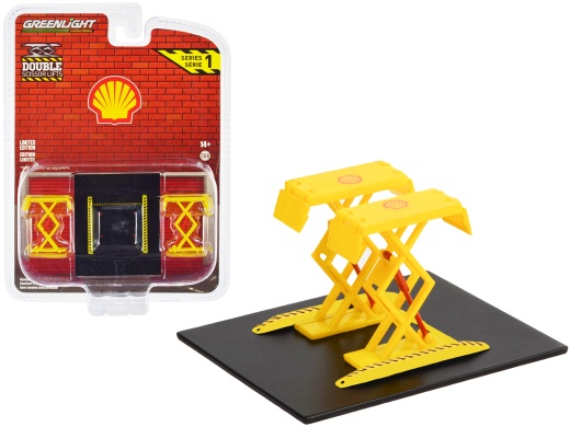 Automotive Double Scissor Lift Diecast Model - GreenLight 1/64 Scale Shell Oil Yellow Series 1