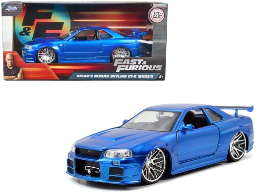 Brian's Nissan GTR Skyline R34 RHD Diecast Model Car - 1/24 Scale