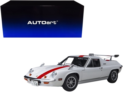 Lotus Europa Special White With Red Stripe And Graphics 'The Circuit Wolf' 1/18 Model Car By Autoart
